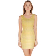 Gingham Plaid Fabric Pattern Yellow Bodycon Dress