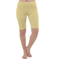 Gingham Plaid Fabric Pattern Yellow Cropped Leggings 