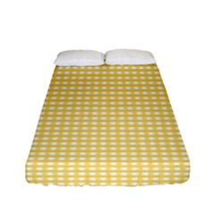 Gingham Plaid Fabric Pattern Yellow Fitted Sheet (full/ Double Size)