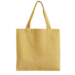 Gingham Plaid Fabric Pattern Yellow Zipper Grocery Tote Bag by HermanTelo