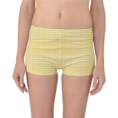 Gingham Plaid Fabric Pattern Yellow Reversible Boyleg Bikini Bottoms