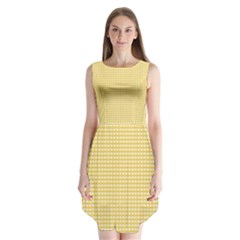 Gingham Plaid Fabric Pattern Yellow Sleeveless Chiffon Dress  