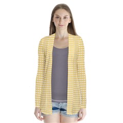 Gingham Plaid Fabric Pattern Yellow Drape Collar Cardigan by HermanTelo