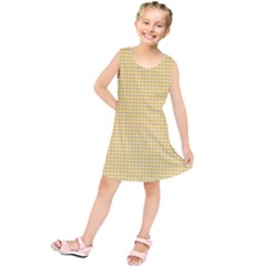 Gingham Plaid Fabric Pattern Yellow Kids  Tunic Dress by HermanTelo