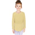 Gingham Plaid Fabric Pattern Yellow Kids  Long Sleeve Tee View1