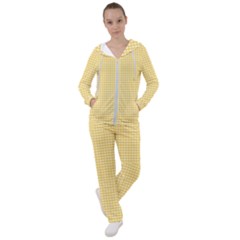 Gingham Plaid Fabric Pattern Yellow Women s Tracksuit by HermanTelo