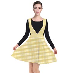 Gingham Plaid Fabric Pattern Yellow Plunge Pinafore Dress