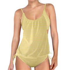 Gingham Plaid Fabric Pattern Yellow Tankini Set by HermanTelo