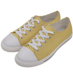 Gingham Plaid Fabric Pattern Yellow Women s Low Top Canvas Sneakers by HermanTelo