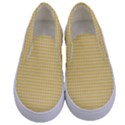 Gingham Plaid Fabric Pattern Yellow Kids  Canvas Slip Ons View1