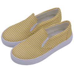 Gingham Plaid Fabric Pattern Yellow Kids  Canvas Slip Ons by HermanTelo