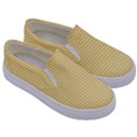 Gingham Plaid Fabric Pattern Yellow Kids  Canvas Slip Ons View3