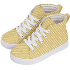 Gingham Plaid Fabric Pattern Yellow Kids  Hi-top Skate Sneakers by HermanTelo