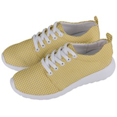 Gingham Plaid Fabric Pattern Yellow Men s Lightweight Sports Shoes by HermanTelo