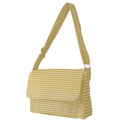 Gingham Plaid Fabric Pattern Yellow Full Print Messenger Bag