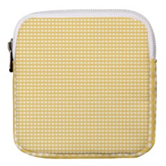 Gingham Plaid Fabric Pattern Yellow Mini Square Pouch by HermanTelo