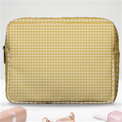 Gingham Plaid Fabric Pattern Yellow Make Up Pouch (large) by HermanTelo