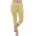 Gingham Plaid Fabric Pattern Yellow Lightweight Velour Capri Yoga Leggings View1