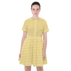 Gingham Plaid Fabric Pattern Yellow Sailor Dress