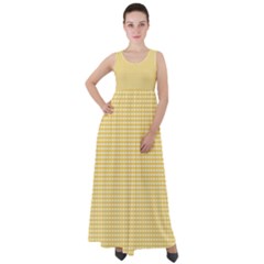 Gingham Plaid Fabric Pattern Yellow Empire Waist Velour Maxi Dress by HermanTelo