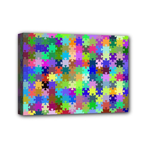 Jigsaw Puzzle Background Chromatic Mini Canvas 7  X 5  (stretched)