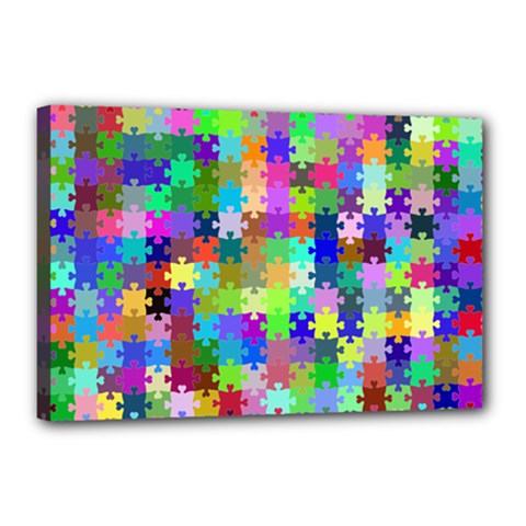 Jigsaw Puzzle Background Chromatic Canvas 18  X 12  (stretched)