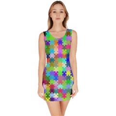 Jigsaw Puzzle Background Chromatic Bodycon Dress by HermanTelo