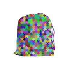 Jigsaw Puzzle Background Chromatic Drawstring Pouch (large) by HermanTelo