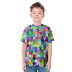 Jigsaw Puzzle Background Chromatic Kids  Cotton Tee