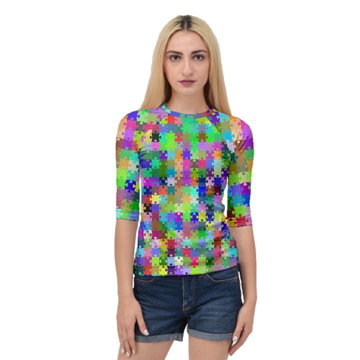 Jigsaw Puzzle Background Chromatic Quarter Sleeve Raglan Tee