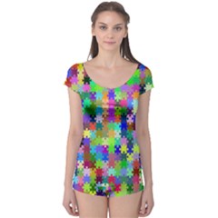 Jigsaw Puzzle Background Chromatic Boyleg Leotard 