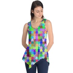 Jigsaw Puzzle Background Chromatic Sleeveless Tunic