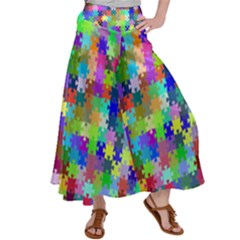 Jigsaw Puzzle Background Chromatic Satin Palazzo Pants by HermanTelo