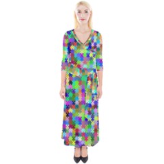 Jigsaw Puzzle Background Chromatic Quarter Sleeve Wrap Maxi Dress