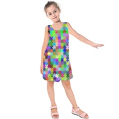 Jigsaw Puzzle Background Chromatic Kids  Sleeveless Dress by HermanTelo