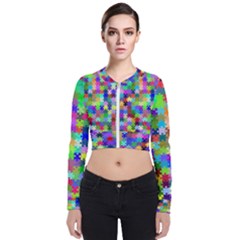 Jigsaw Puzzle Background Chromatic Long Sleeve Zip Up Bomber Jacket by HermanTelo