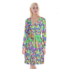 Jigsaw Puzzle Background Chromatic Long Sleeve Velvet Front Wrap Dress