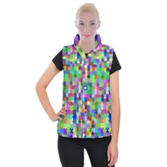 Jigsaw Puzzle Background Chromatic Women s Button Up Vest by HermanTelo