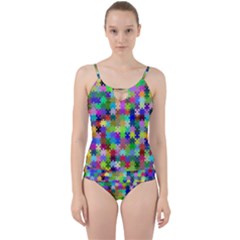 Jigsaw Puzzle Background Chromatic Cut Out Top Tankini Set