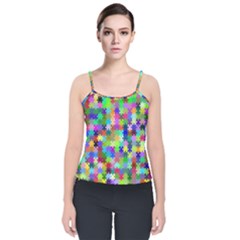 Jigsaw Puzzle Background Chromatic Velvet Spaghetti Strap Top