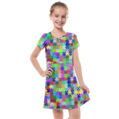 Jigsaw Puzzle Background Chromatic Kids  Cross Web Dress by HermanTelo