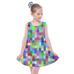 Jigsaw Puzzle Background Chromatic Kids  Summer Dress by HermanTelo