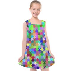 Jigsaw Puzzle Background Chromatic Kids  Cross Back Dress by HermanTelo