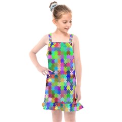 Jigsaw Puzzle Background Chromatic Kids  Overall Dress by HermanTelo