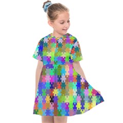 Jigsaw Puzzle Background Chromatic Kids  Sailor Dress by HermanTelo