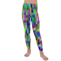 Jigsaw Puzzle Background Chromatic Kids  Lightweight Velour Leggings