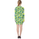 Narcissus Yellow Flowers Winter V-neck Bodycon Long Sleeve Dress View2