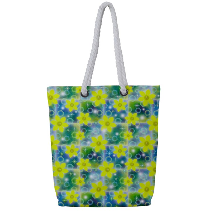 Narcissus Yellow Flowers Winter Full Print Rope Handle Tote (Small)