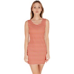 Gingham Plaid Fabric Pattern Red Bodycon Dress by HermanTelo