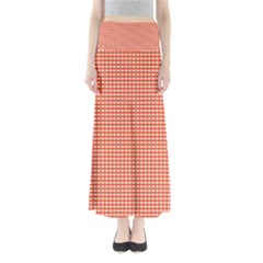 Gingham Plaid Fabric Pattern Red Full Length Maxi Skirt